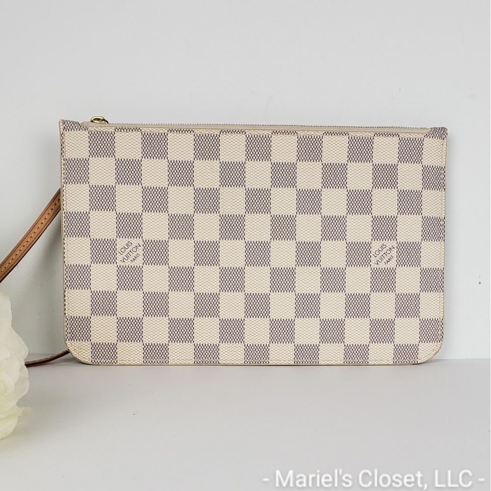 Authentic Louis Vuitton Damier Azur Neverfull Pochette #2707M - Picture 1 of 9